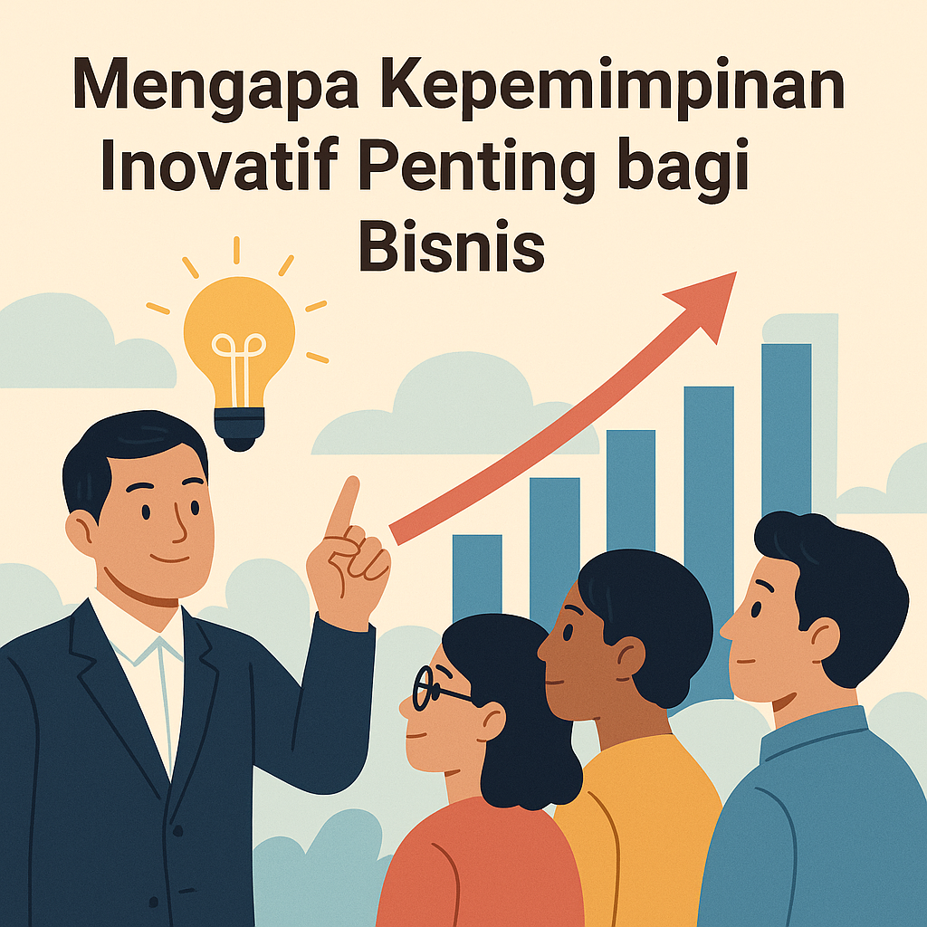 Ilustrasi pemimpin inovatif mengarahkan tim dengan ide dan pertumbuhan bisnis